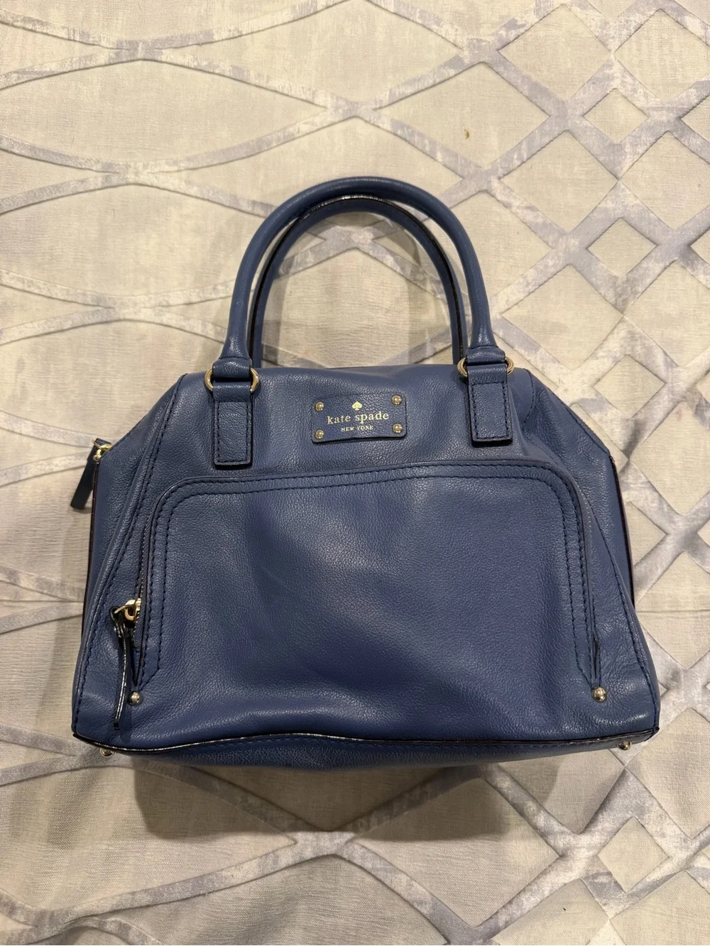 Vintage Kate Spade Blue Leather Satchel